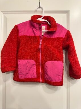 Cat & Jack Red and Pink Sherpa Zip-Up Jacket